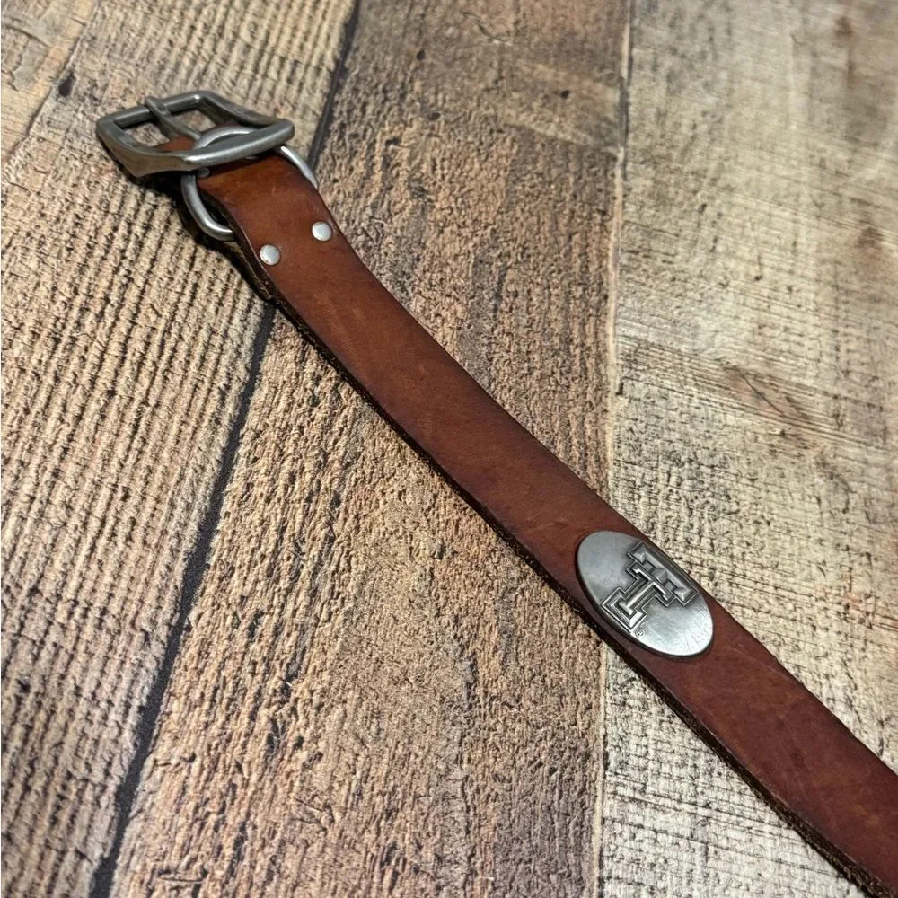 ZEP-PRO Pet Texas Tech University Brown Leather Metal Dog Collar‎ XL